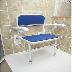 Fixed Folding Shower Seat with blue pads EB1