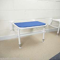 Fixed Folding Shower Seat with blue pads EB2