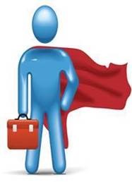Man in cape logo for carers champions