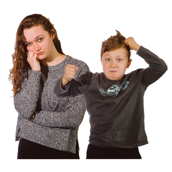 a sad teenage girl and an agry young boy