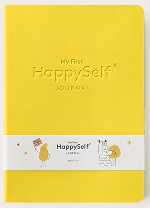 yellow front cover of a happy self journal book