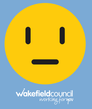 yellow face on blue background with Wakefield Council logo
